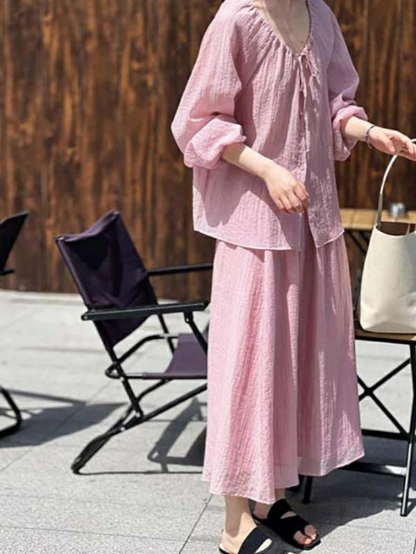 レディース セットアップ ブラウス スカート 2点セット ロングスカート