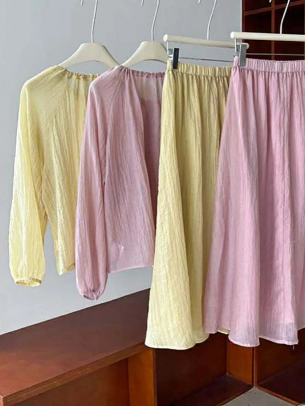 レディース セットアップ ブラウス スカート 2点セット ロングスカート