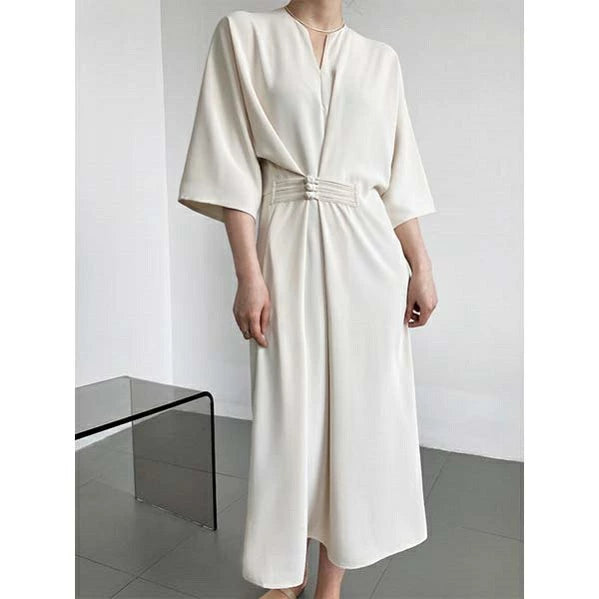 ベルト付き ワンピース 着痩せ Aライン