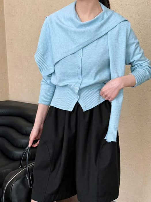 ニットカーディガン ショール 2点セット レディース