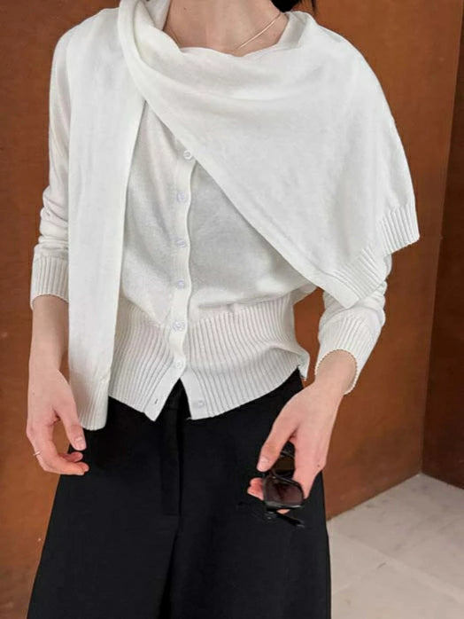 ニットカーディガン ショール 2点セット レディース カーディガン 羽織り