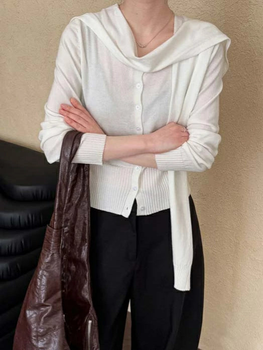 ニットカーディガン ショール 2点セット レディース カーディガン 羽織り ニット アンサンブル 長袖 ゆったり レイヤード