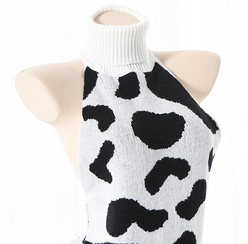 コスプレ衣装 セクシー牛柄セーター 3点セット ワンピース 靴下 ヘアバンド