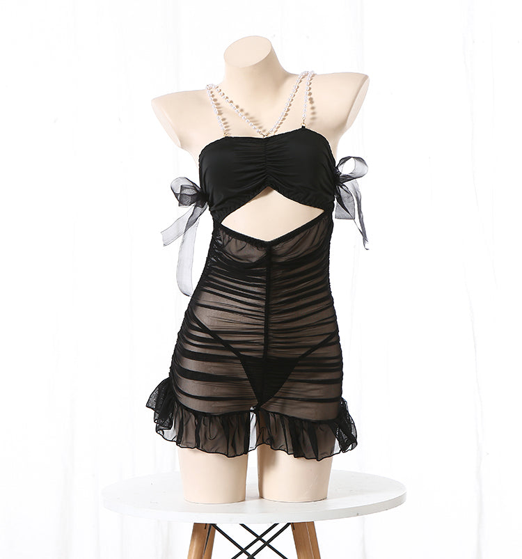 透け感ランジェリー シースルー セクシーランジェリー Tパンツ付き ベビードール