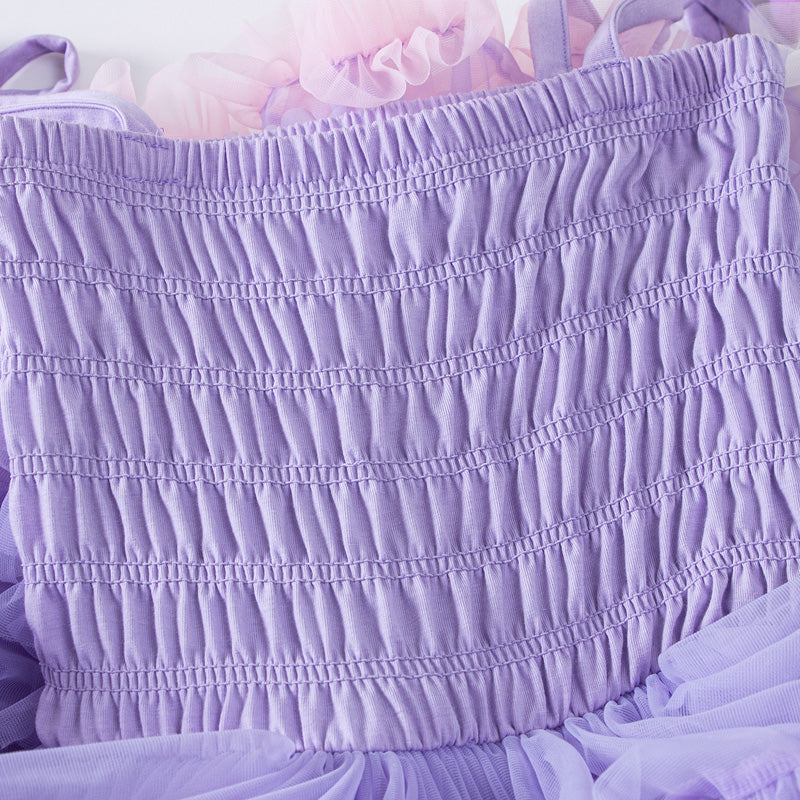 ストラップチュチュドレス 女の子用 ケーキシルエット ワンピース キッズ プリンセス風ドレス