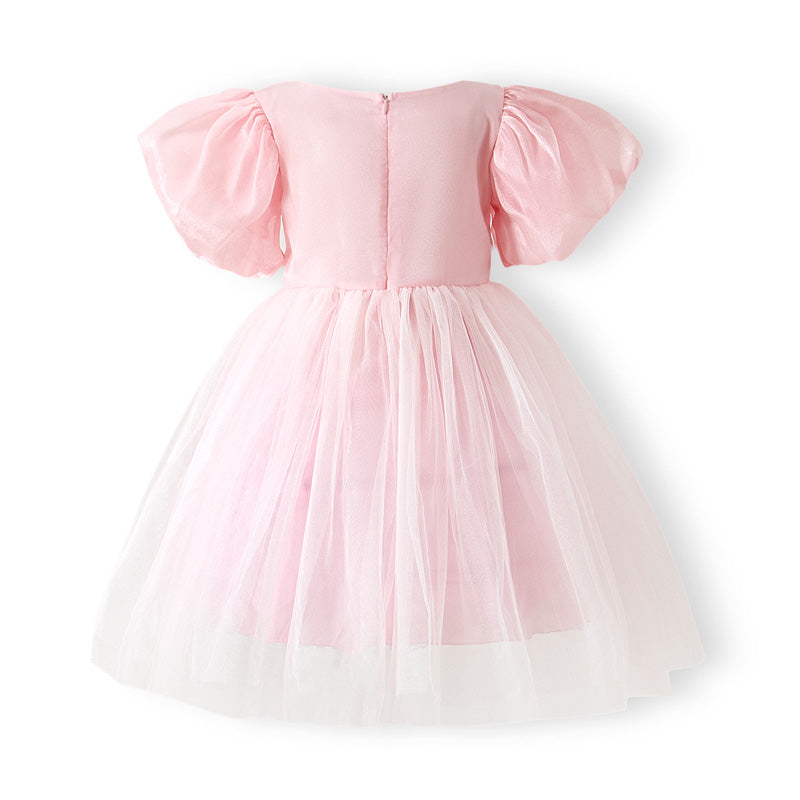 パフスリーブワンピース 女の子用 ガーリー