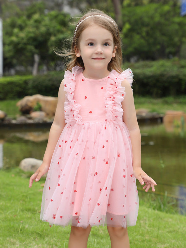 ノーリーブワンピース ハートレースドレス 女の子用