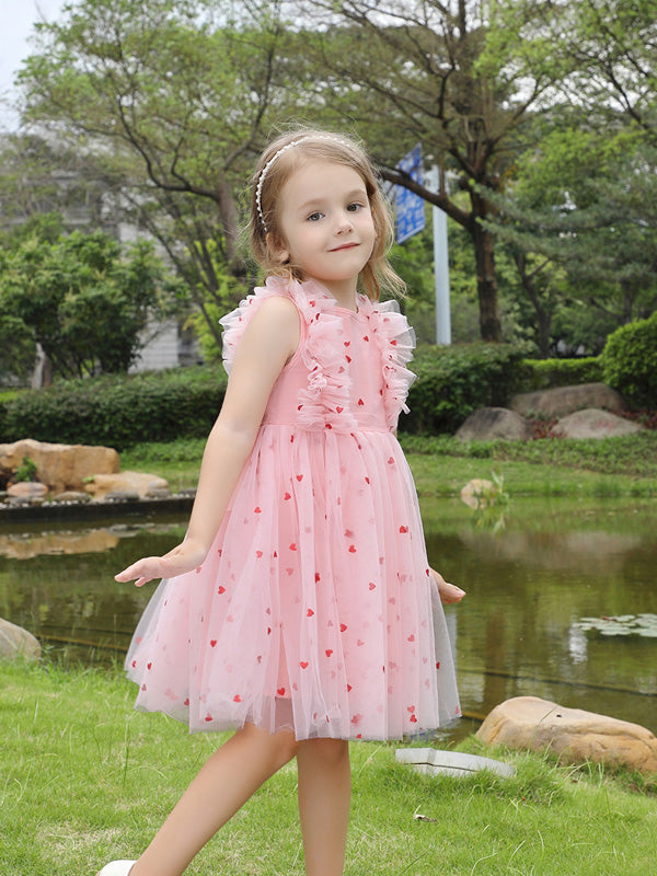 ノーリーブワンピース ハートレースドレス 女の子用 ガーリー サマープリンセス風ドレス
