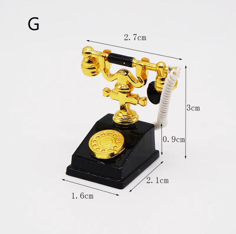 ミニチュア 電話 ドール用 アンティーク風 1/12