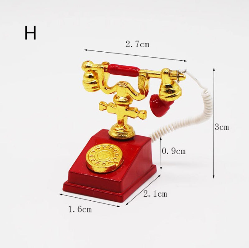 ミニチュア 電話 ドール用 アンティーク風 1/12 小物