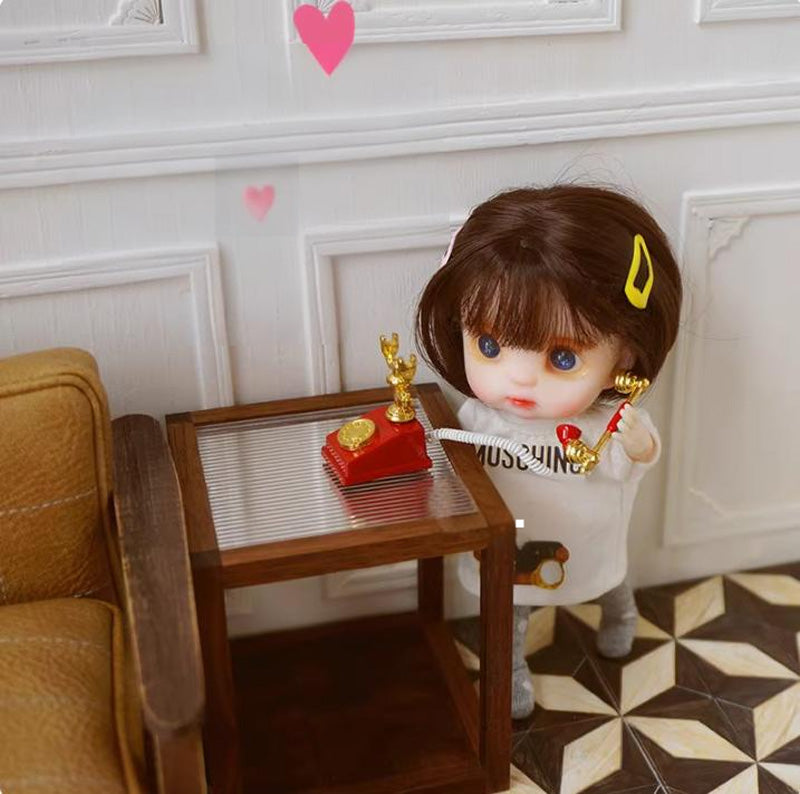 ミニチュア 電話 ドール用 アンティーク風 1/12 小物