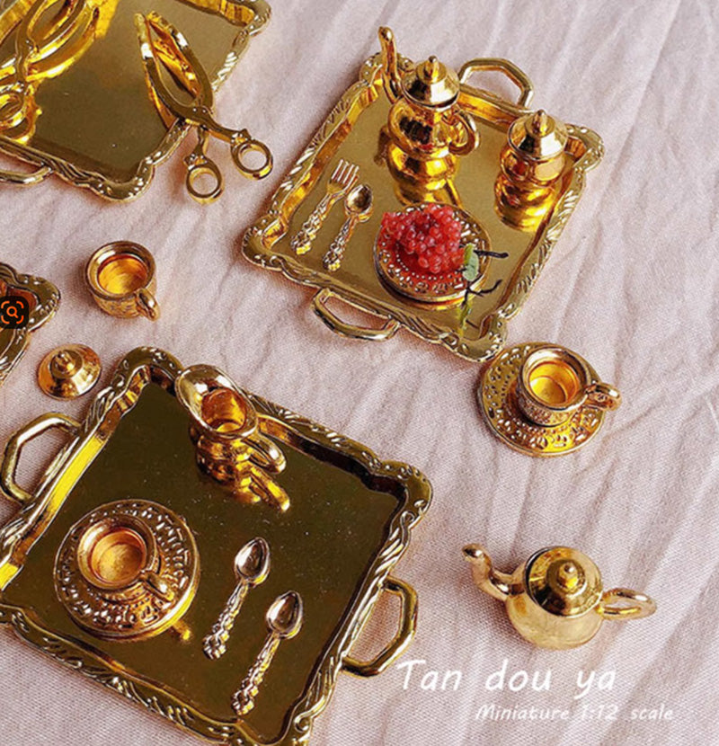 ティーセット ドールハウス ミニチュア 食玩 茶具セット パン用トレイ