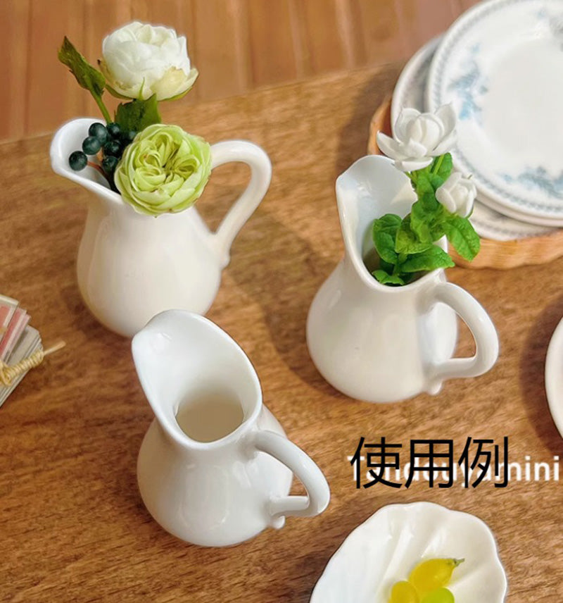 ミニチュア 花瓶 ミルクジャー 陶器 ドールハウス ピッチャー テーブル雑貨 アンティーク風
