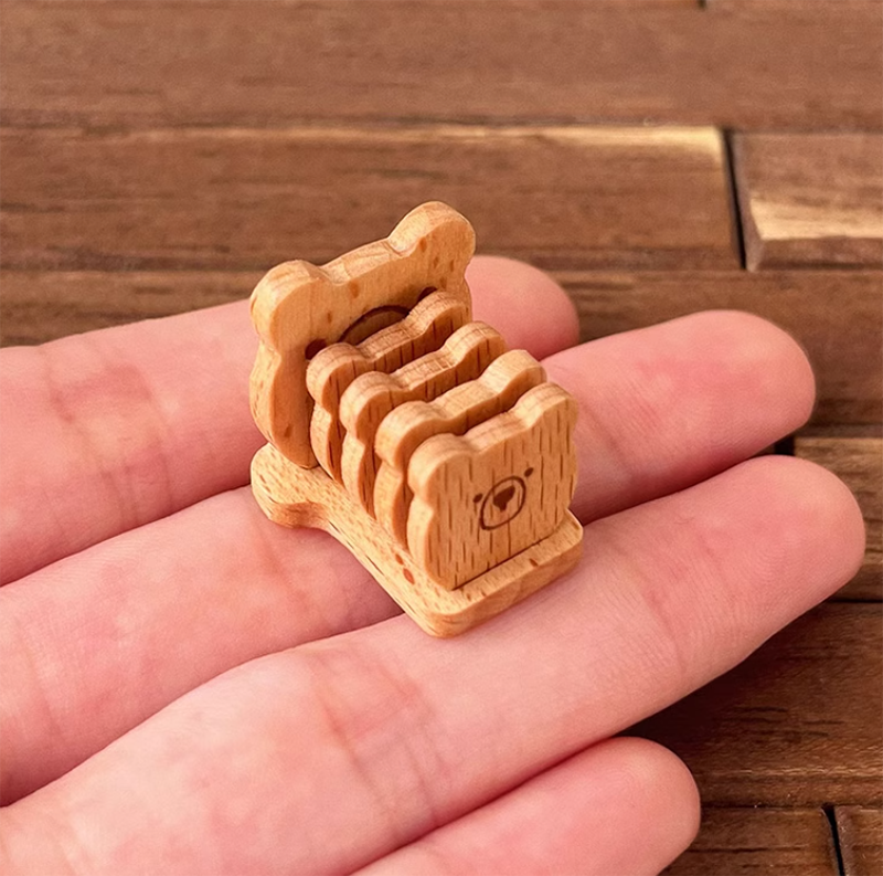 ベア型 木製ミニチュア ミニチュアコースター