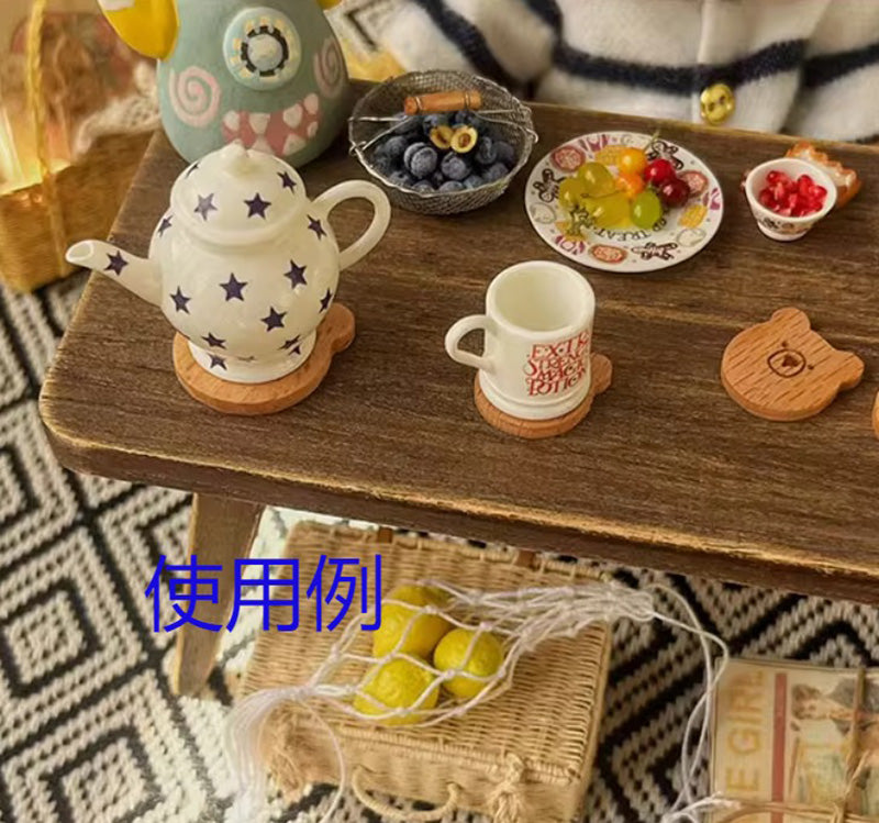 ベア型 木製ミニチュア ミニチュアコースター ドールハウス小物 ドールハウス雑貨