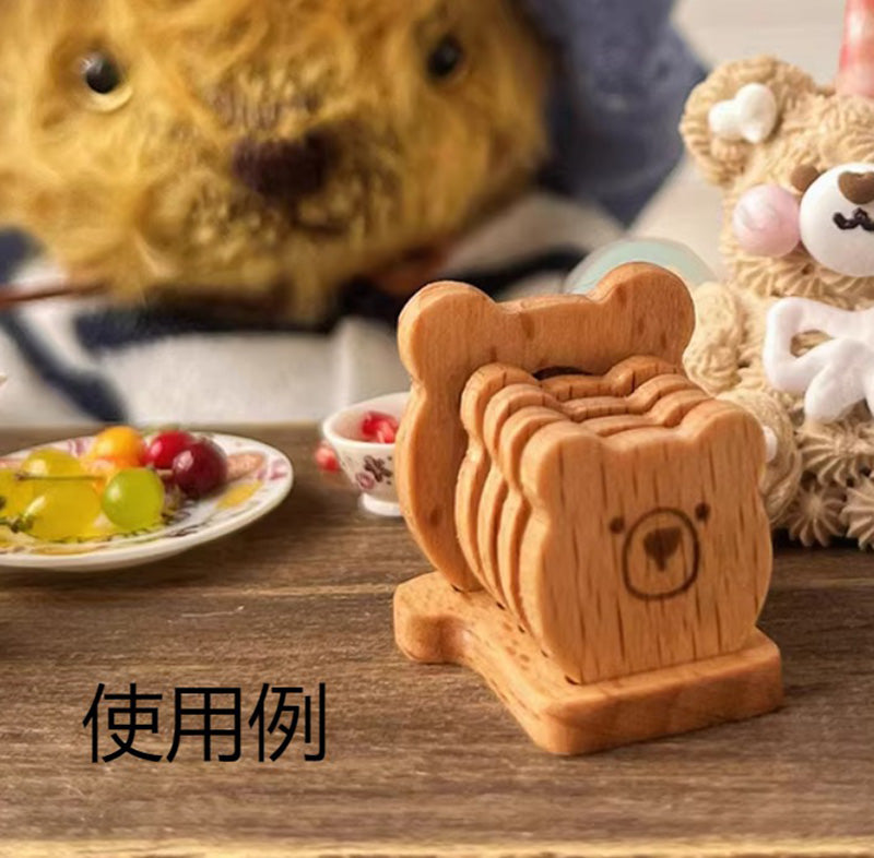 ベア型 木製ミニチュア ミニチュアコースター ドールハウス小物 ドールハウス雑貨 ミニチュア家具