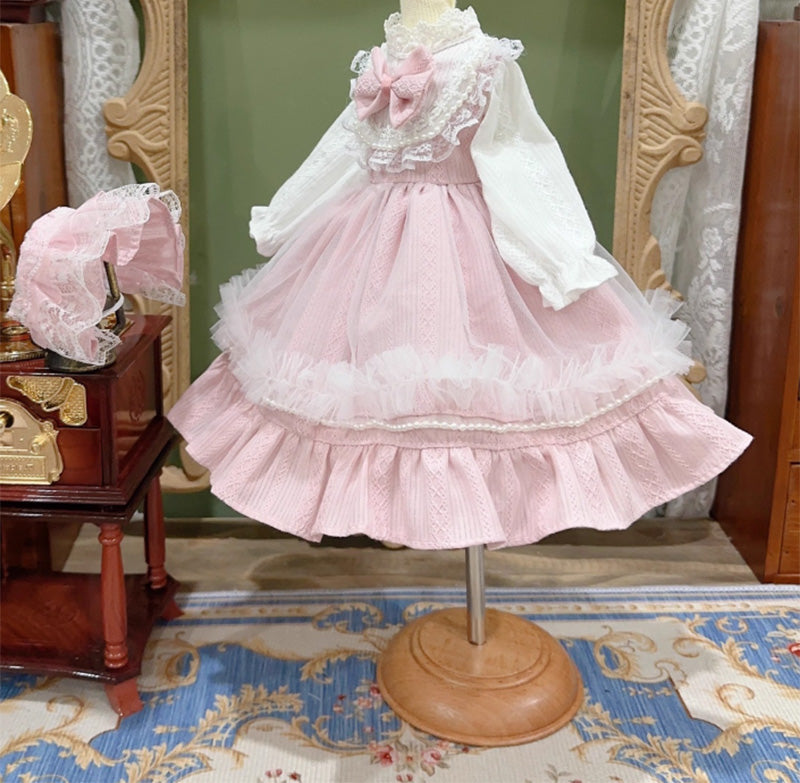 BJDドール フルセット 姫系ドレス ピンクロリータ アウトフィットセット BJDドール服 ピンク ロリータ ワンピース ボンネット付き – Star Palette