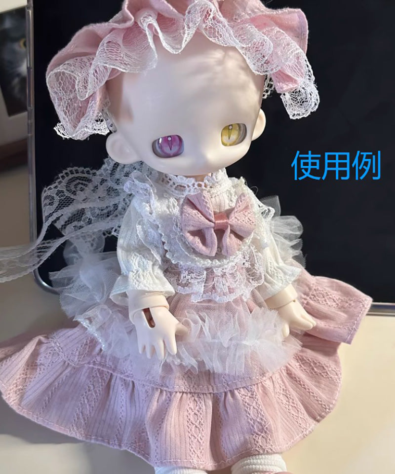 BJDドール服 ピンク ロリータ ワンピース ボンネット付き