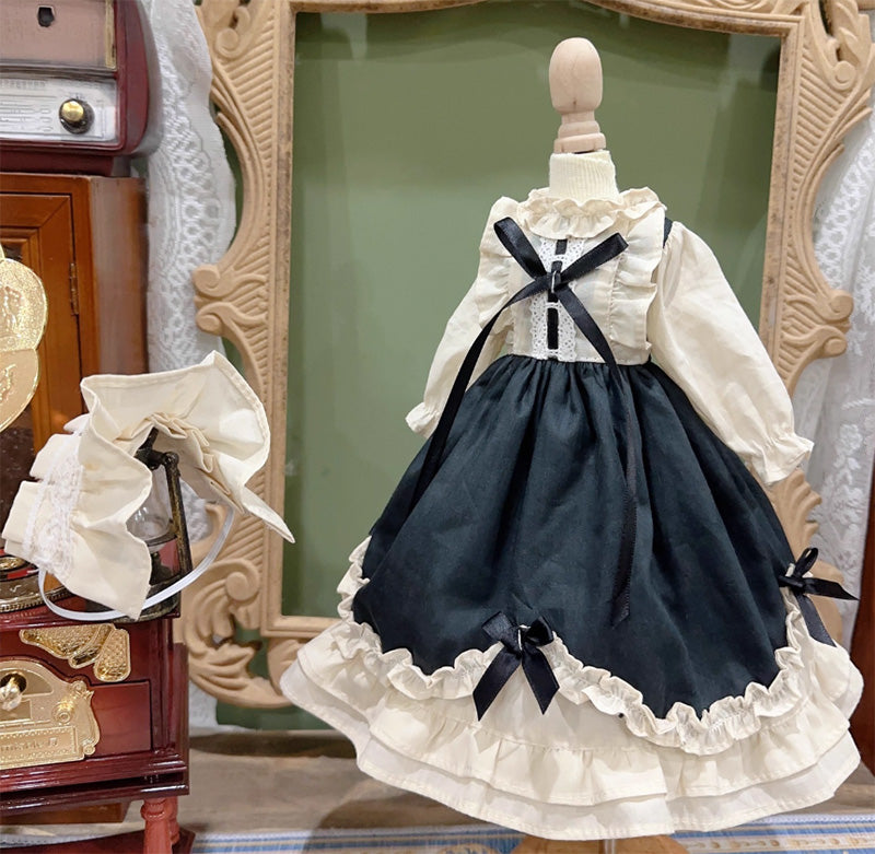 BJDドール服 ロリータ ワンピース セット 黒