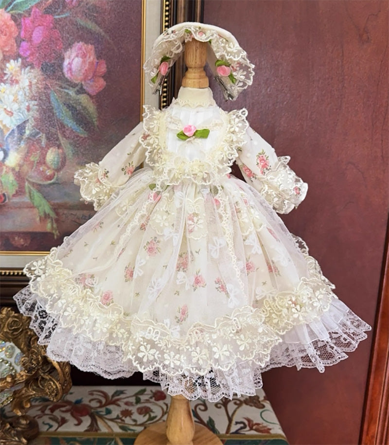 BJDドール服 ロリータワンピース ボンネット