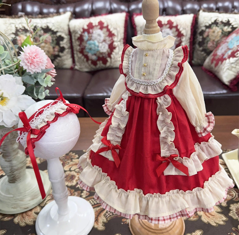 ドール服 BJD レッド ワンピース