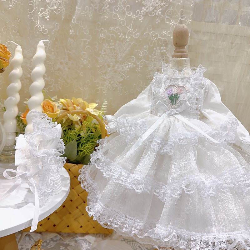 ドール服 ロリータ ワンピース レースドレス ヘッドドレス
