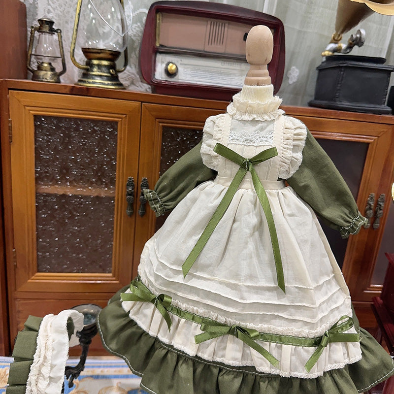 ドール服 エプロンワンピース ロリータドレス ヘッドドレス