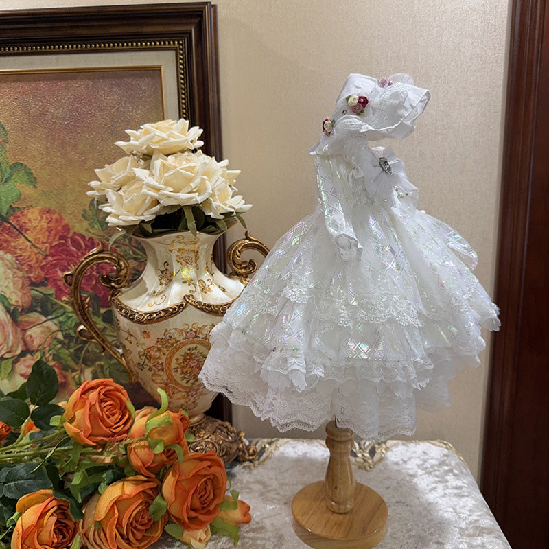 ドール服 ロリータ ドレス 光沢レース