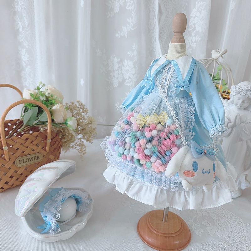ドール服 シュガーカラー ポンポンワンピース ヘッドドレスセット