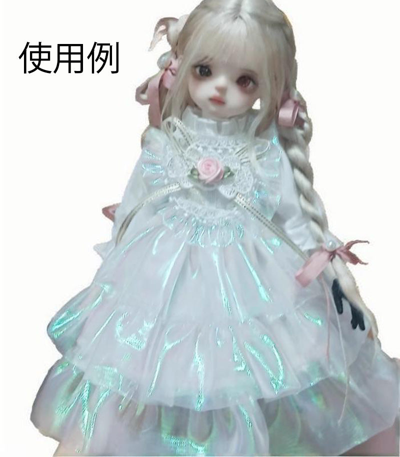 BJDドール服 豪華ロリータワンピース＆ボンネットセット 光沢オーガンジー フリルレースドレス お花リボン付き 1/3