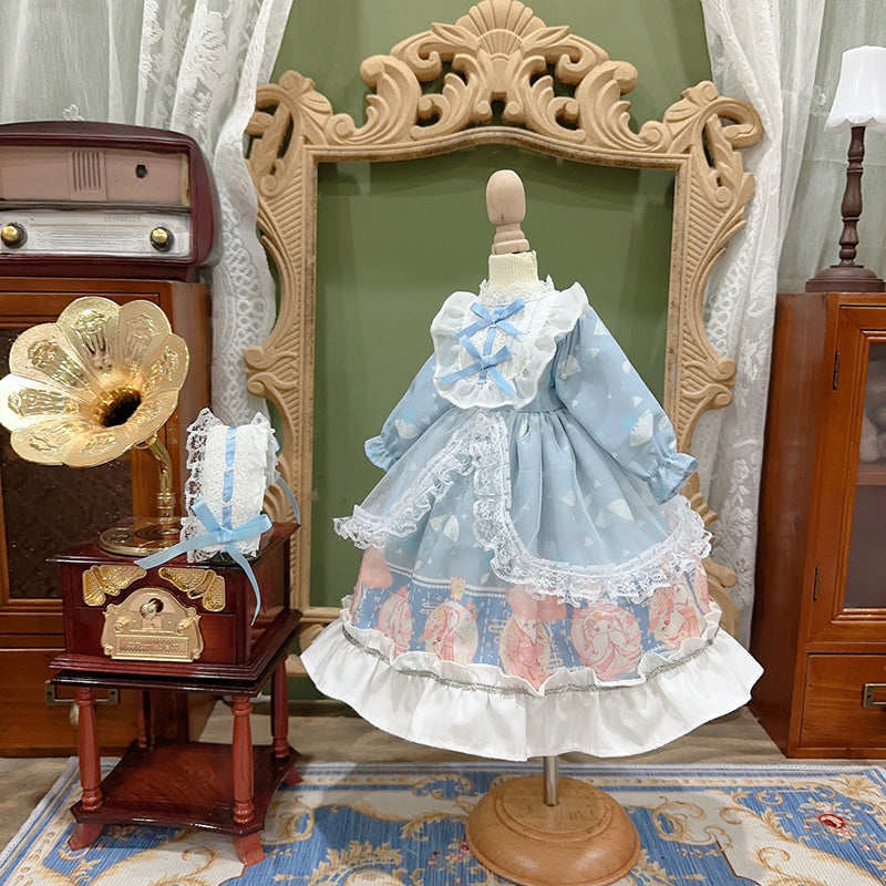 BJDドール服 ロリータドレスセット ブルー ぬいぐるみ 洋服