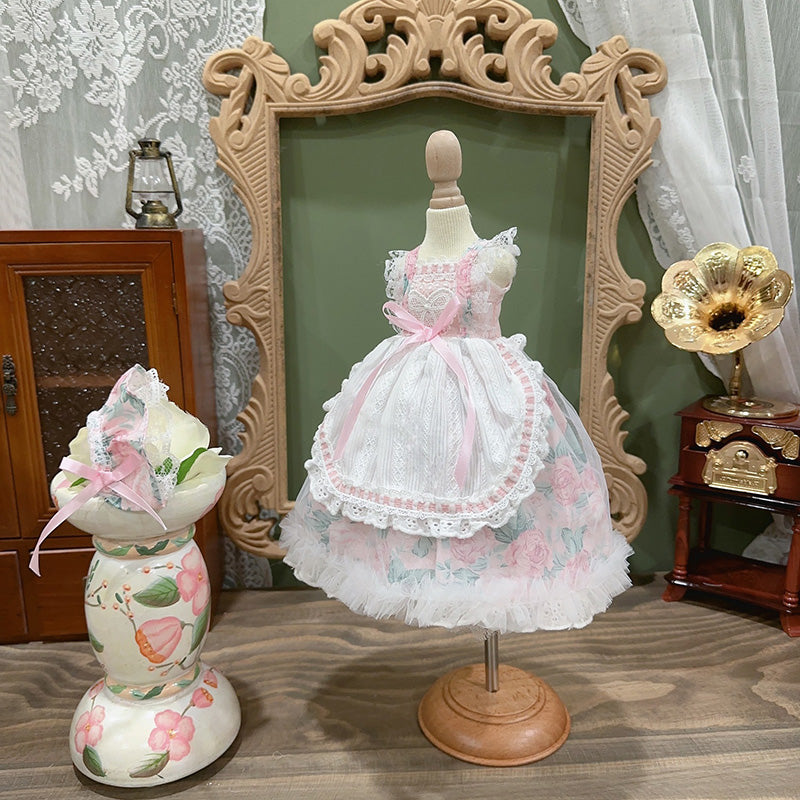 BJDドール服 小花柄レース 半袖 ワンピース