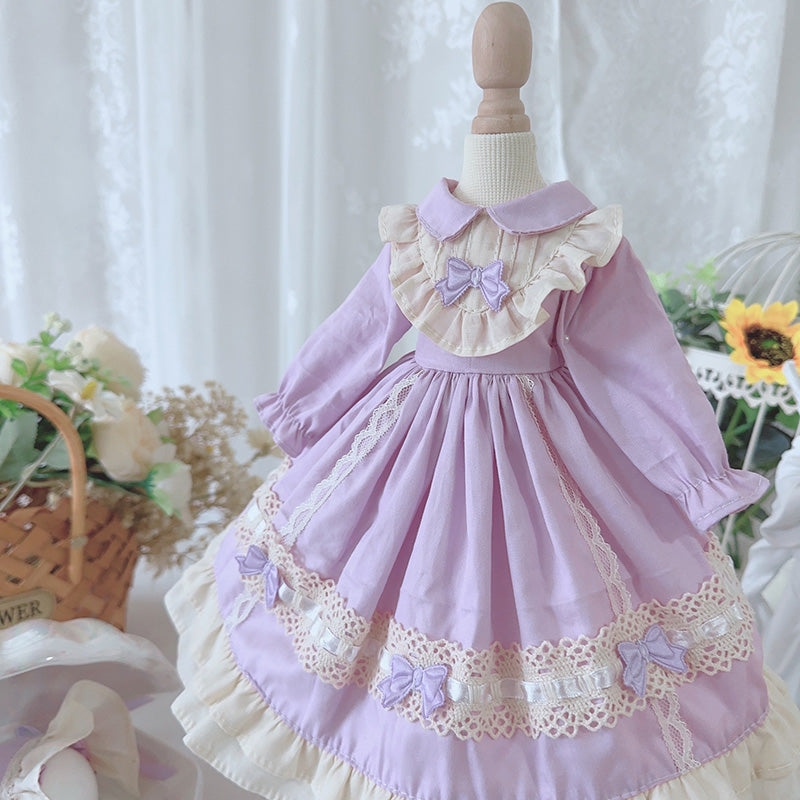 ドール服 ワンピース 頭飾りセット パープル