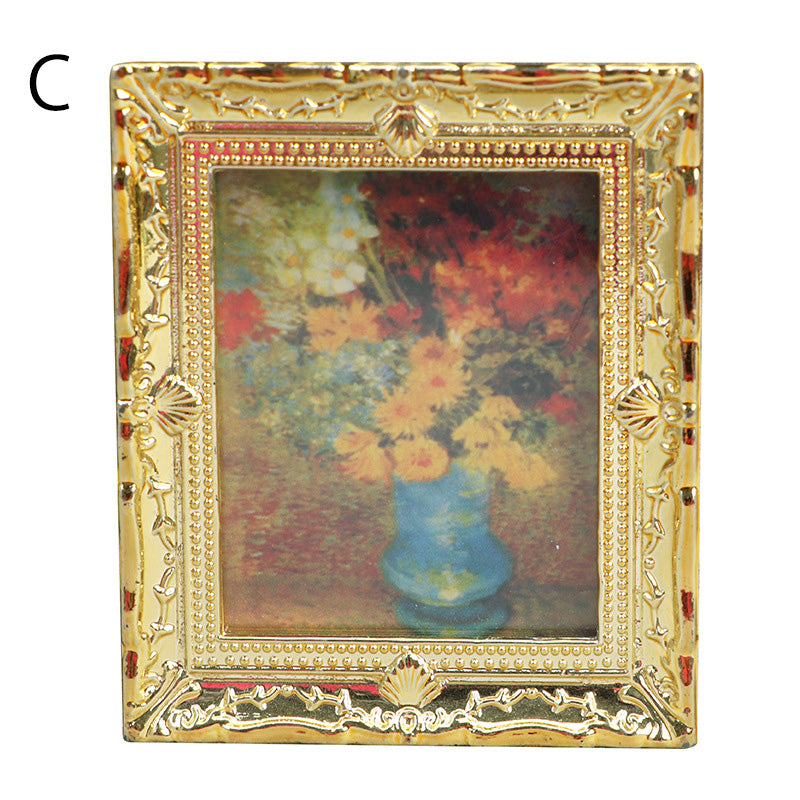 名画 ミニチュア 壁掛け絵画 金彩フレーム 1/12