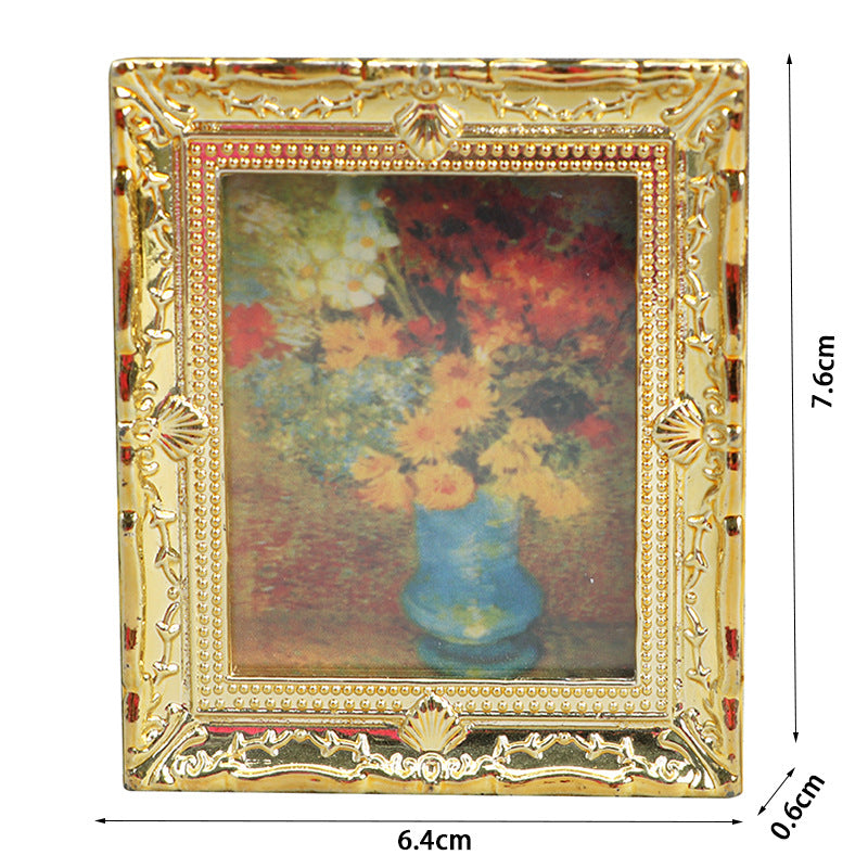 名画 ミニチュア 壁掛け絵画 金彩フレーム 1/12