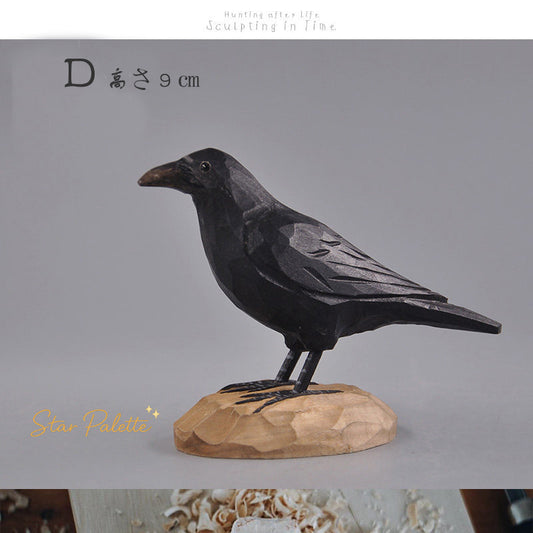 木彫りカラス 置物 木製