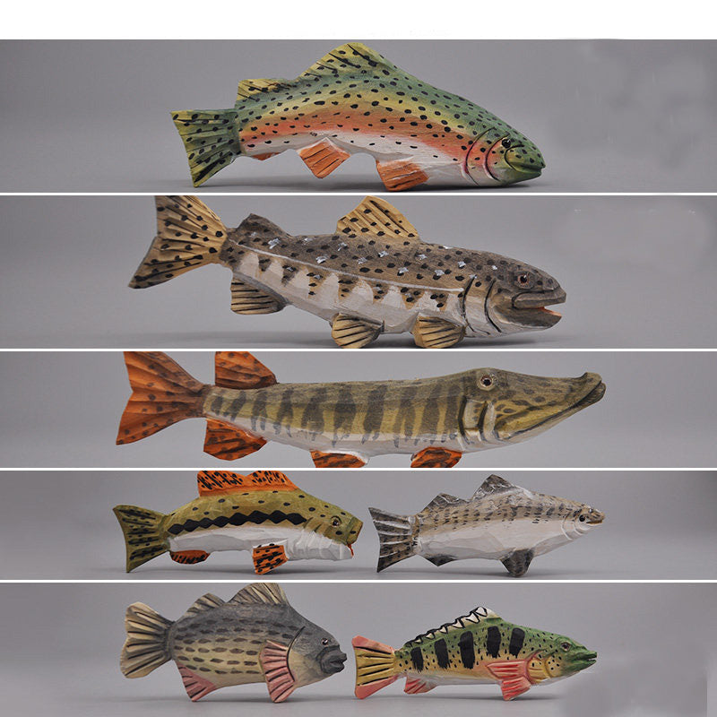 木彫り 魚オブジェ ハンドメイド