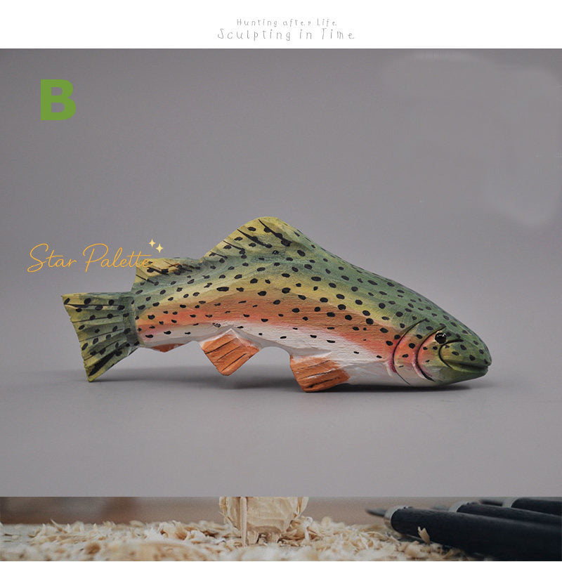 木彫り 魚オブジェ ハンドメイド 天然木 フィッシュ 置物