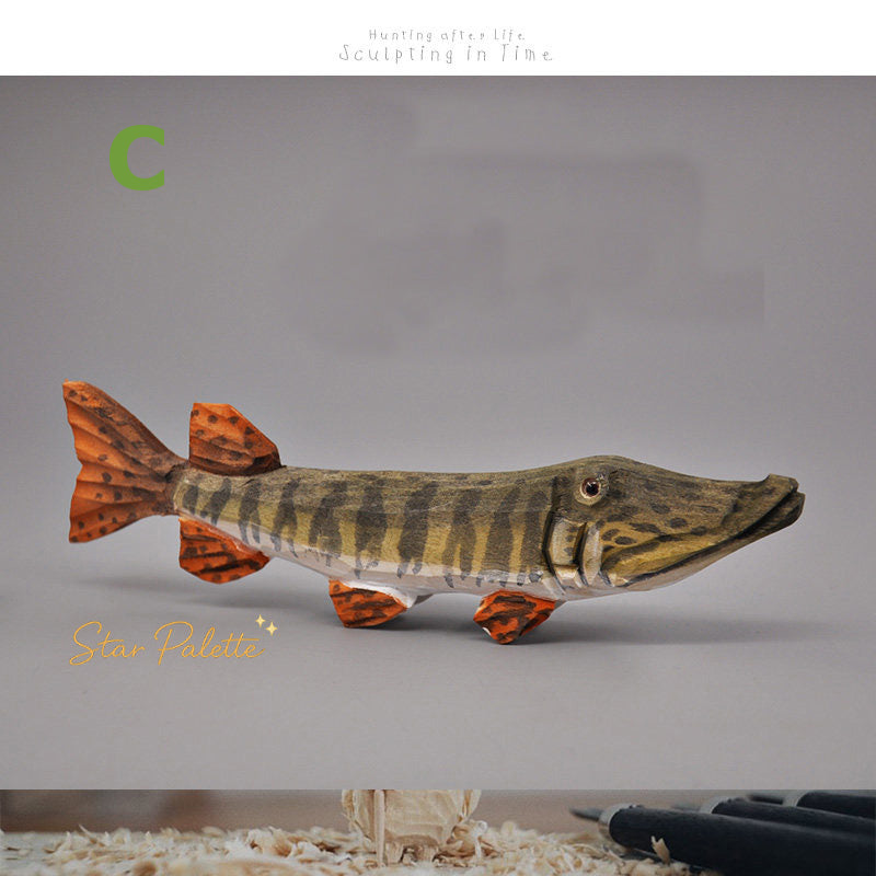 木彫り 魚オブジェ ハンドメイド 