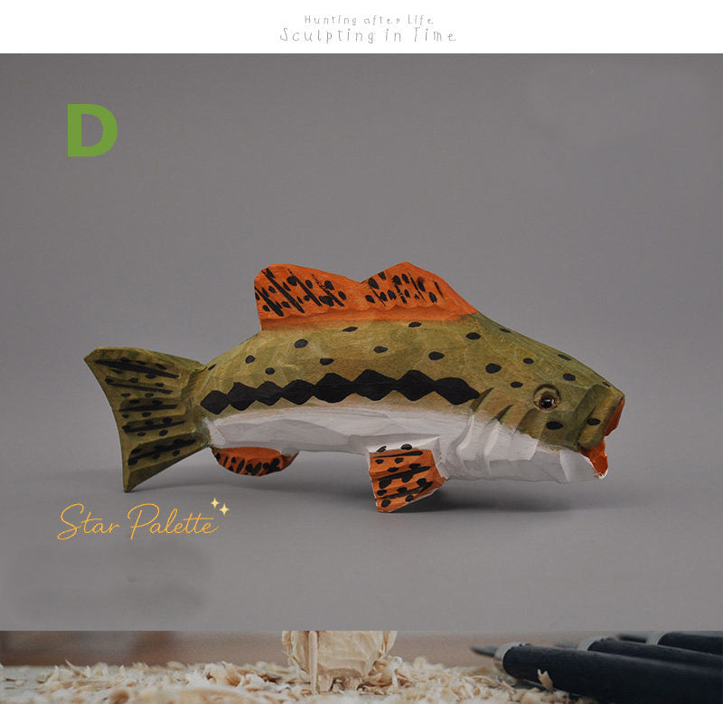 木彫り 魚オブジェ ハンドメイド 天然木 
