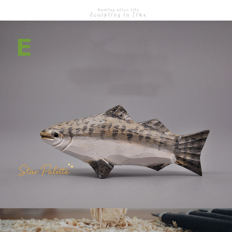 木彫り 魚オブジェ ハンドメイド 天然木 フィッシュ