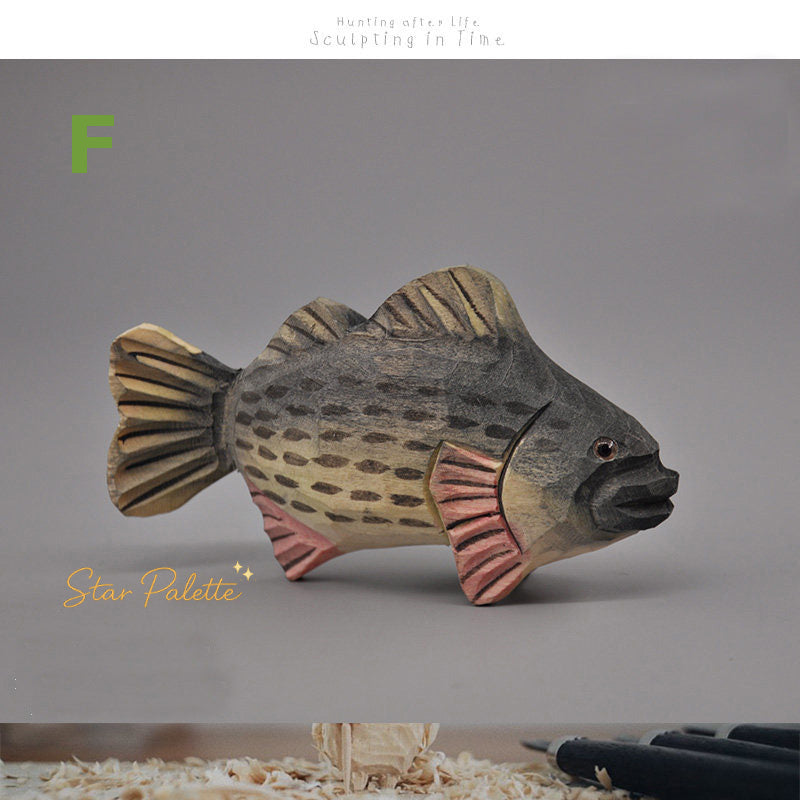 木彫り 魚オブジェ ハンドメイド 天然木 フィッシュ 置物
