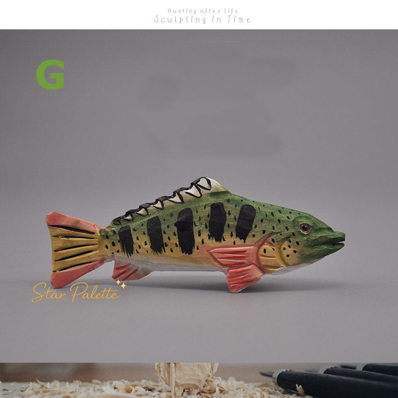 木彫り 魚オブジェ ハンドメイド 