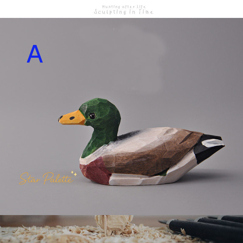 木彫り アヒル オブジェ 