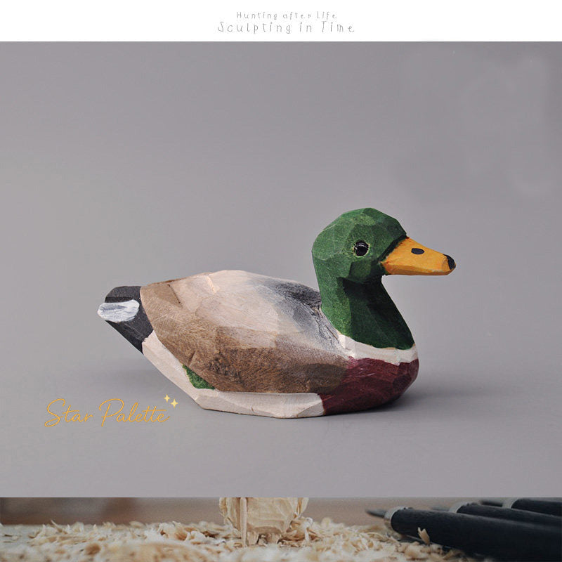 木彫り アヒル オブジェ 