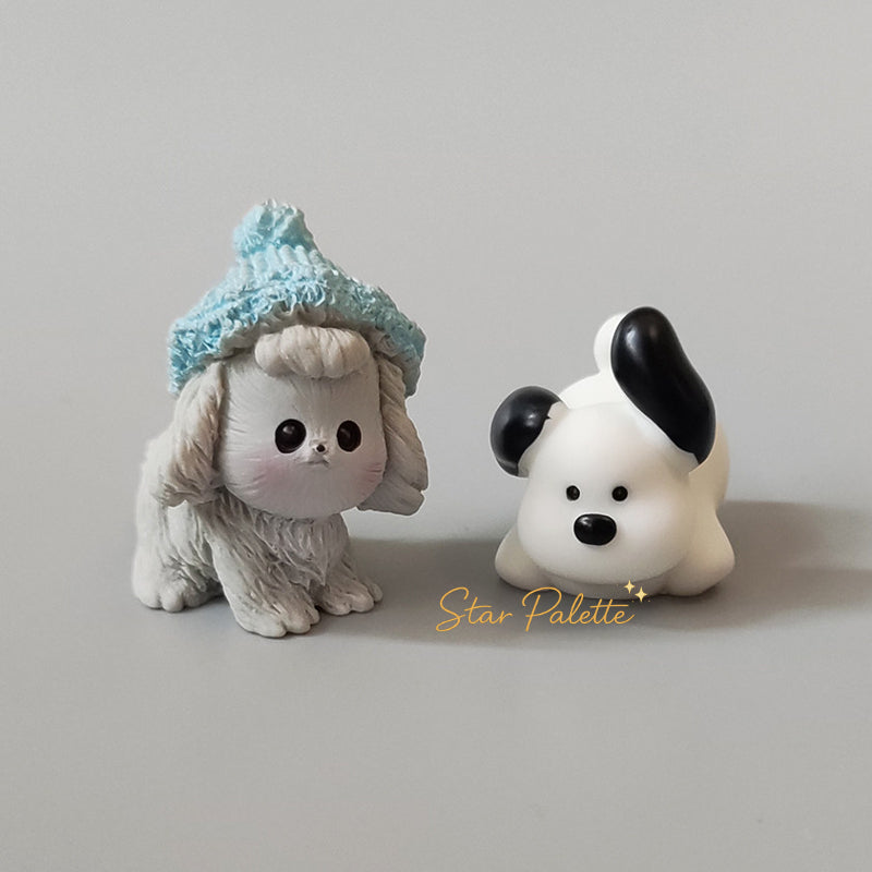 置物 子犬６匹＆おもちゃセット ミニフィギュア 癒し雑貨 犬 かわいい