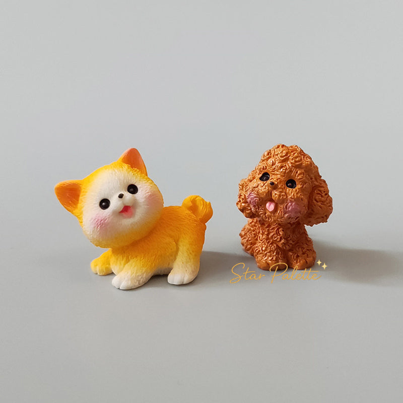置物 子犬６匹＆おもちゃセット ミニフィギュア