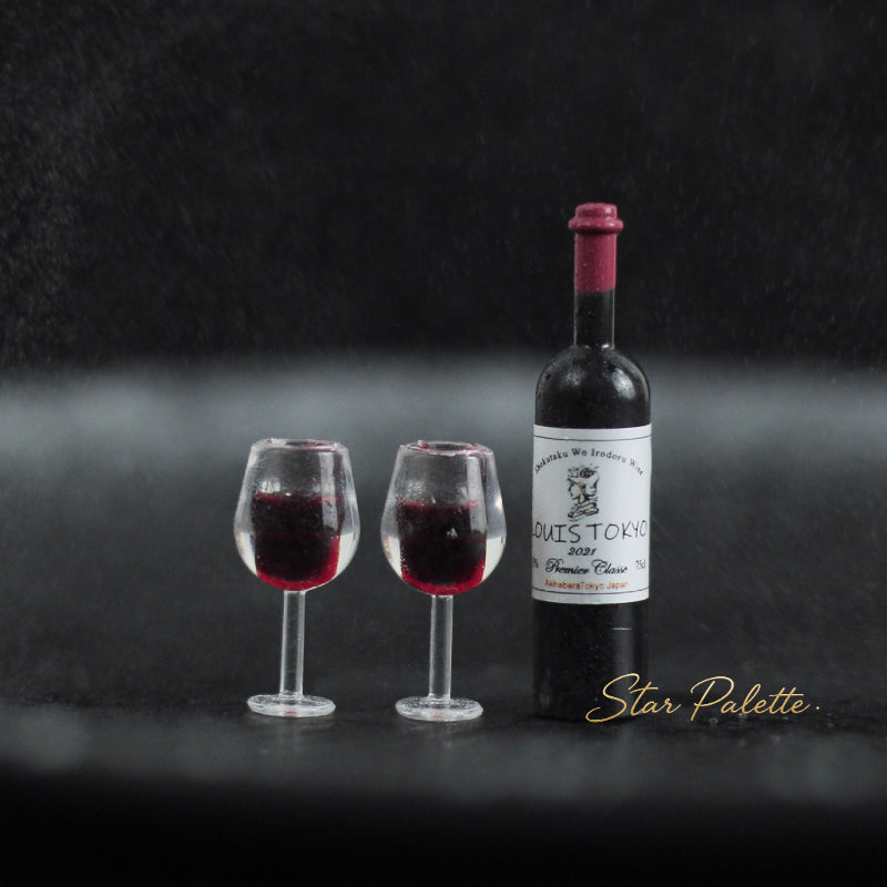 ミニチュア ワインボトル＆グラス 1/12